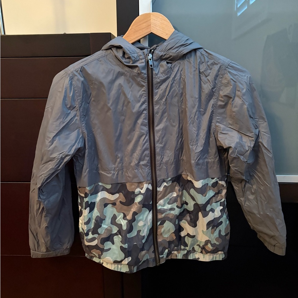 Gymboree Gray and Camouflage Kids Raincoat